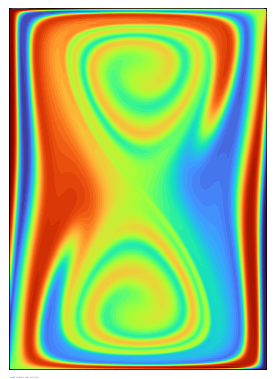 Convective diffusion solution after 5 time units